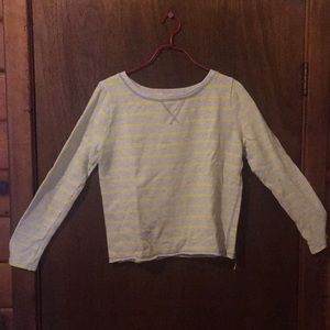 Striped grey/white and yellow crop sweater
